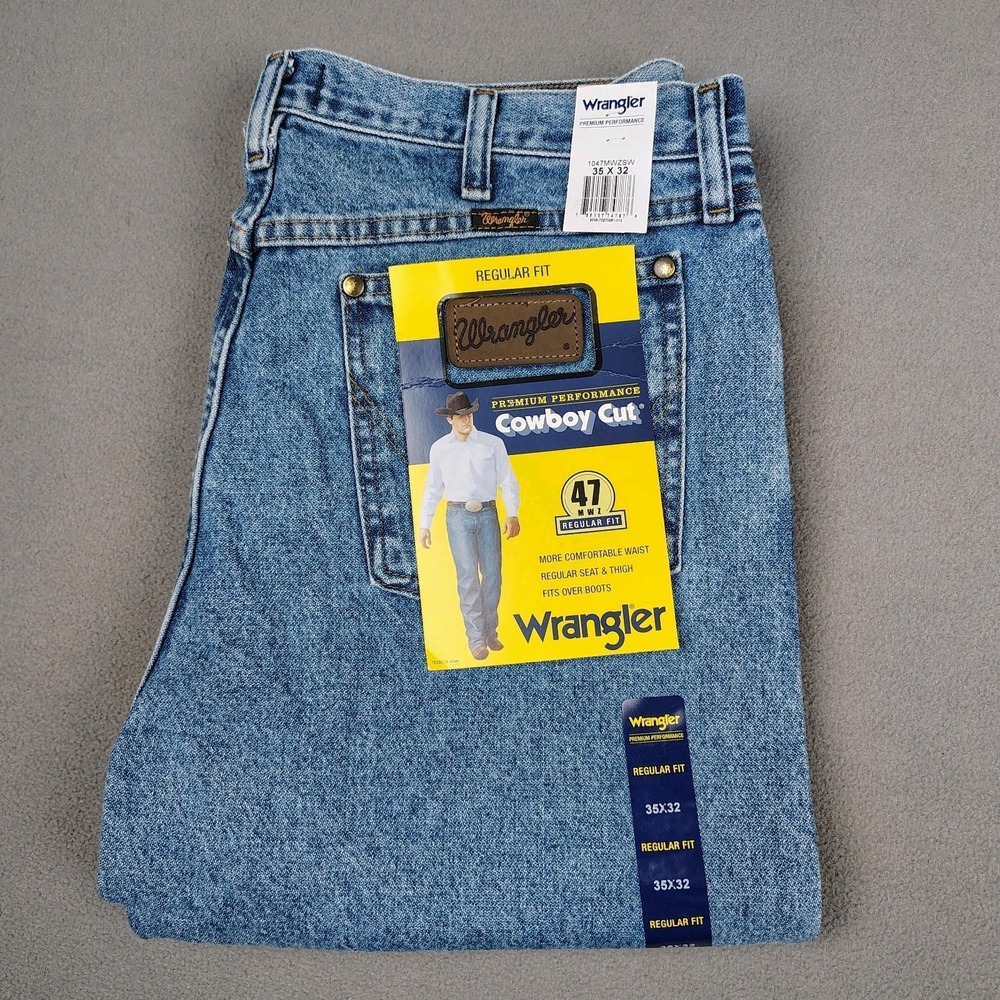New Vintage Wrangler 47MWZ Jeans Men 35x32 Blue Cowboy Cut Deadstock 90s Rodeo